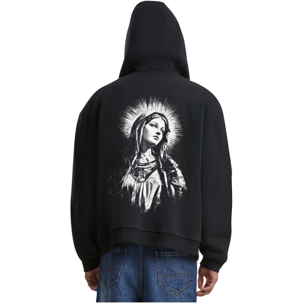 Mister Tee - Mary Cross Fluffy Zip hoodie - Black